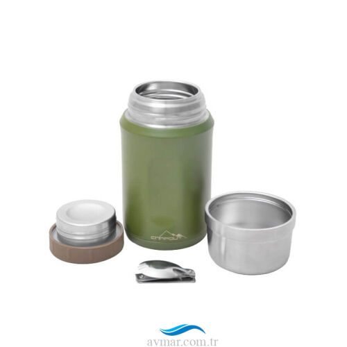 Campout Çift Katmanlı Yemek Termosu 600ml Yeşil (1)
