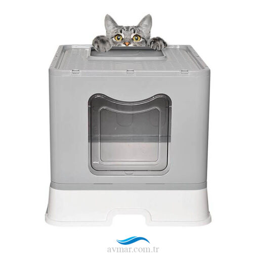 Çekmeceli Büyük Boy Kedi Tuvaleti Üst Pencereli