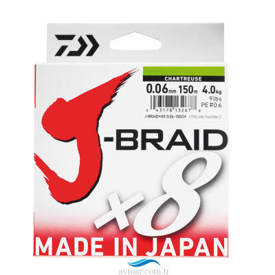 Daiwa J-Braid 8B Chartreuse 150m İp Misina - 1