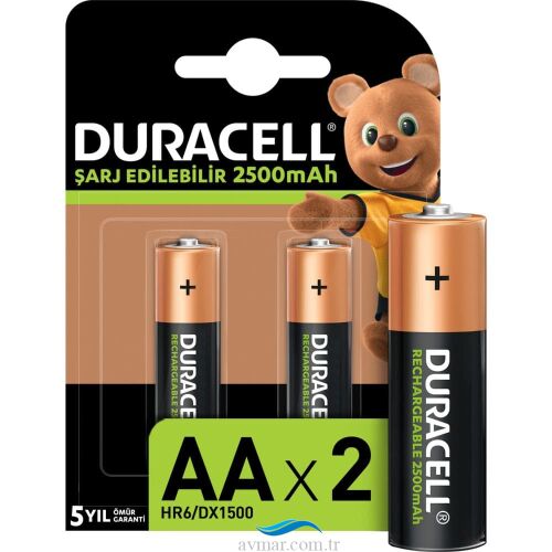Duracell Şarj Edilebilir AA 1.2V 2500 mAh Kalem Pil 2li