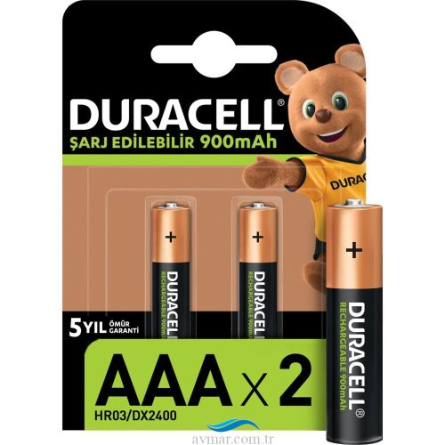 Duracell Şarj Edilebilir AAA 1.2V 900 mAh Kalem Pil 2li