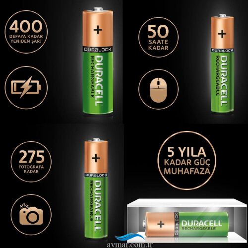 Duracell Şarj Edilebilir AAA 1.2V 900 mAh Kalem Pil 2li (1)