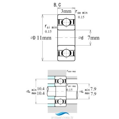 Ezo Smr 117 ZZ Minyatür Rulman 7x11x3 - 3