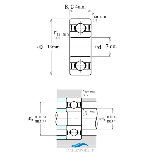 Ezo Smr 137 ZZ Minyatür Rulman 7x13x4 - 3