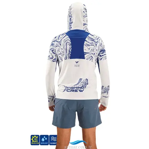 Fujin Pro Angler S26 Buff Hoodie Izohips White Blue - 3