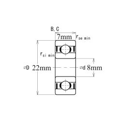 NSK 608 ZZ C3 Minyatür Rulman 8x22x7mm - 2