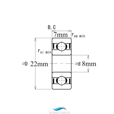 NSK 608 ZZ C3 Minyatür Rulman 8x22x7mm - 2