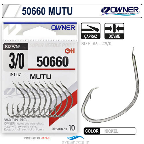 Owner 50660 Mutu Kısa Çemer Olta İğnesi