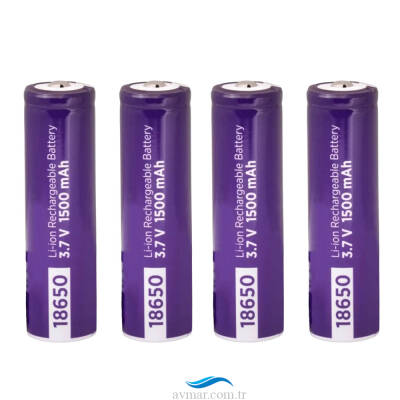 Power-Xtra 18650 3.7V 1500mAh Li-ion Başlıklı Şarjlı Pil 4 Adet - 1