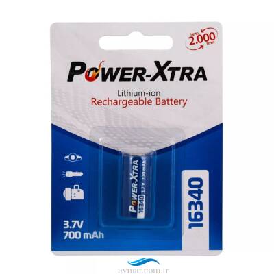 Power-Xtra 3.7V Li-ion 16340 700mAh (RCR123A) Şarjlı Pil - 1