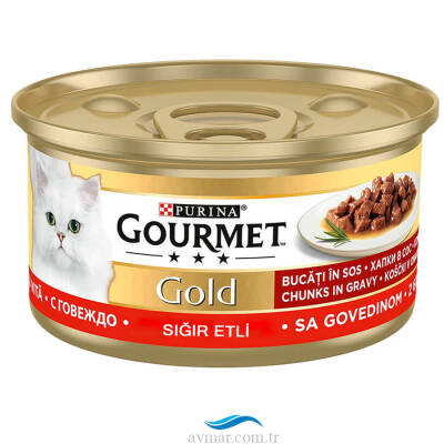 Purina Gourmet Gold Parça Sığır Etli Yaş Mama 85gr - 1