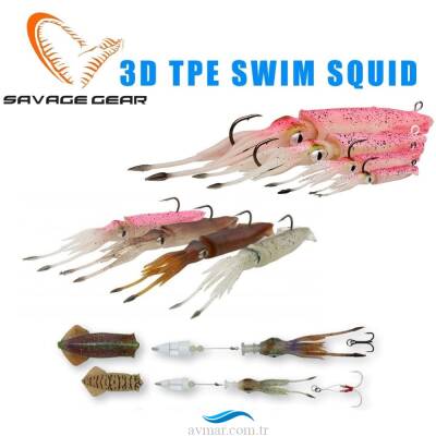 Savage Gear 3D TPE Swim Squid 125mm 25g Suni Yem - 1