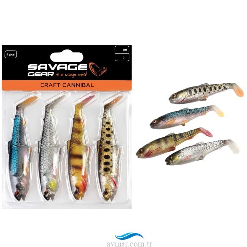 Savage Gear Craft Cannibal Paddletail 8.5cm 7gr Clear Water Mix 4lü (1)