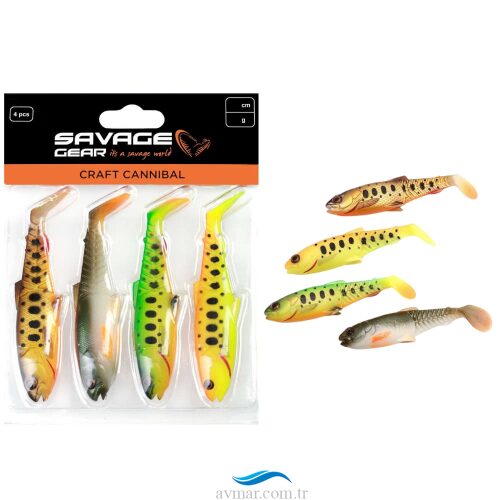 Savage Gear Craft Cannibal Paddletail 8.5cm 7gr Dark Water Mix 4lü (1)